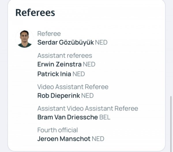 欧冠黄潜vs曼城裁判    名单：荷兰裁判    戈祖比尤克执法